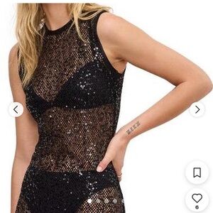 Women’s black sequin mesh good American maxi dress $139 party, club, sexy dress